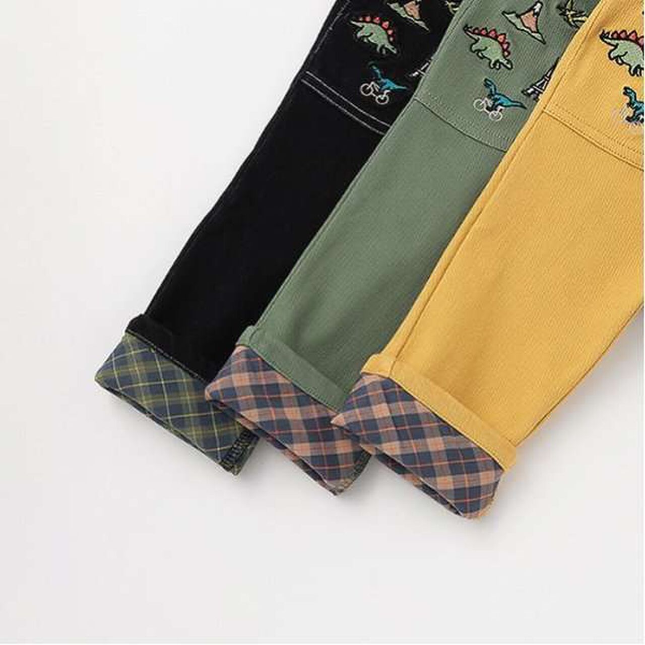 Dinosaur Cuffed Long Straight Pants,Light khaki, large image number 2