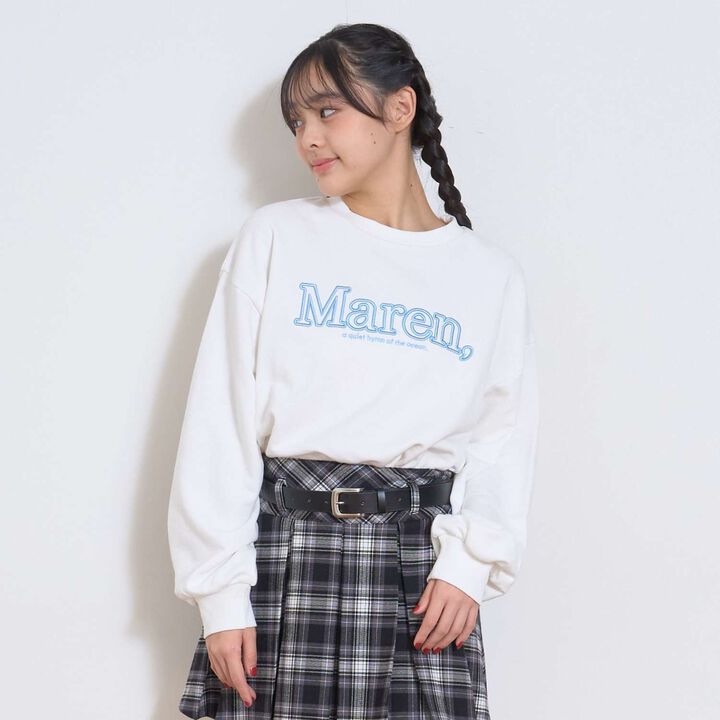 [Instant Cute Top] 3D Logo Embroidery Basic Sweatshirt,Off white, medium image number 0