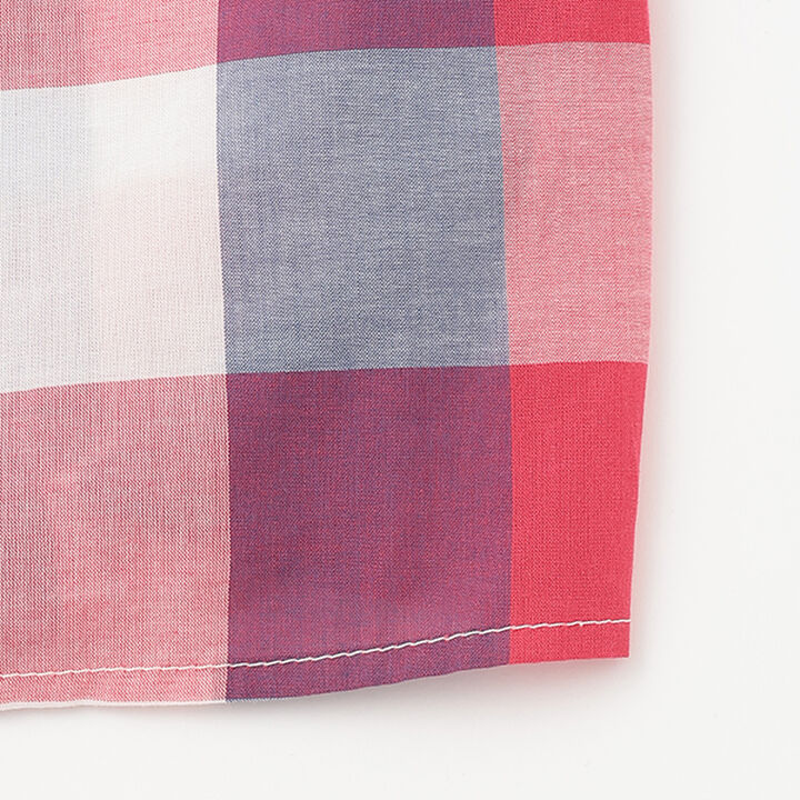 [Link] Off-Shoulder Check One-Piece Dress,Red, medium image number 3