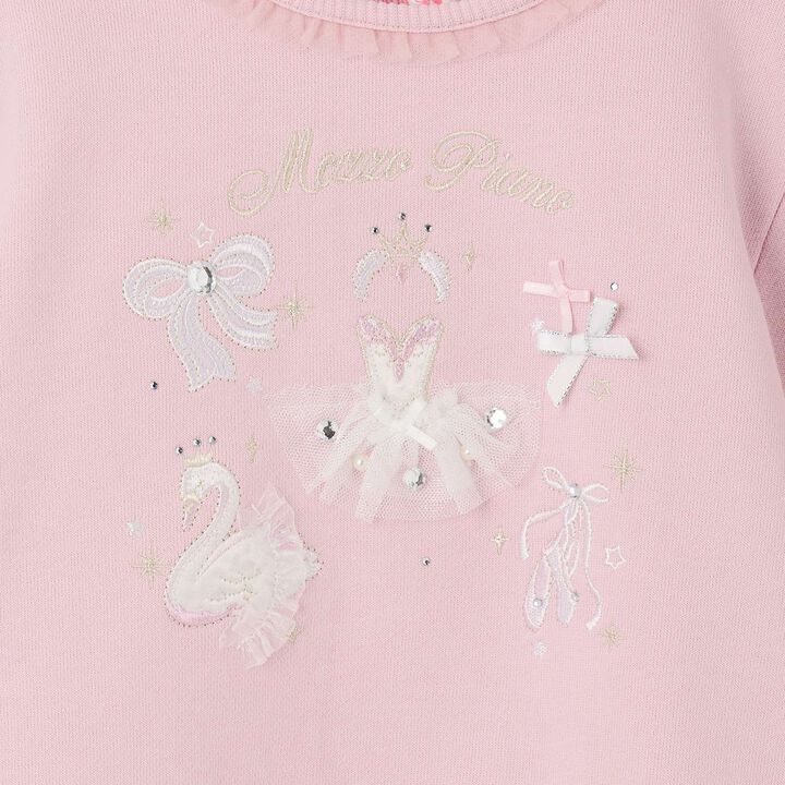 Ballet Embroidery Sweatshirt,Pink, medium image number 3