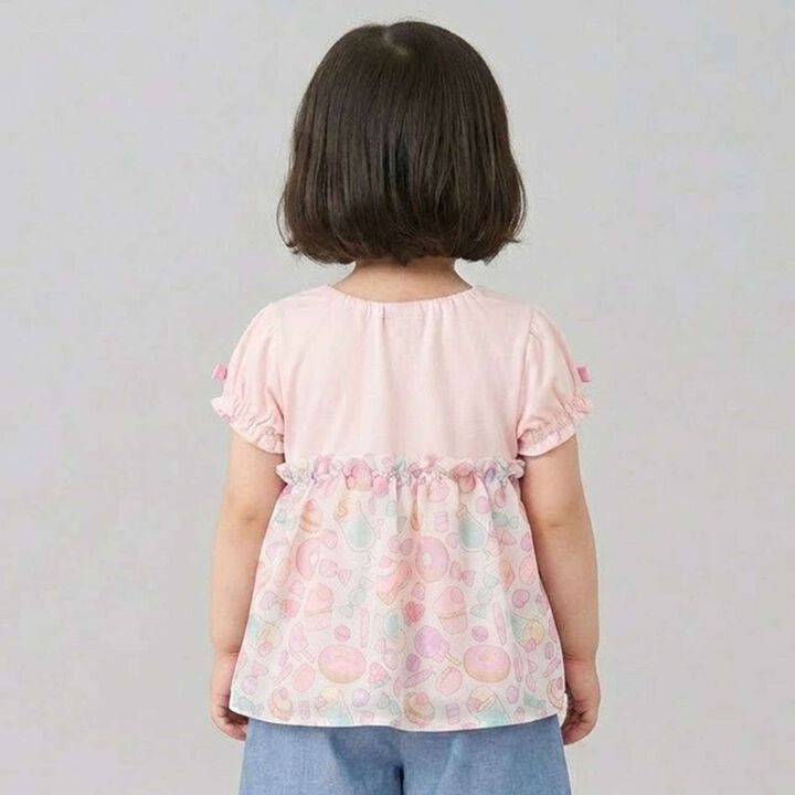 Sweets Motif Color-Block Top,Sax blue, medium image number 5