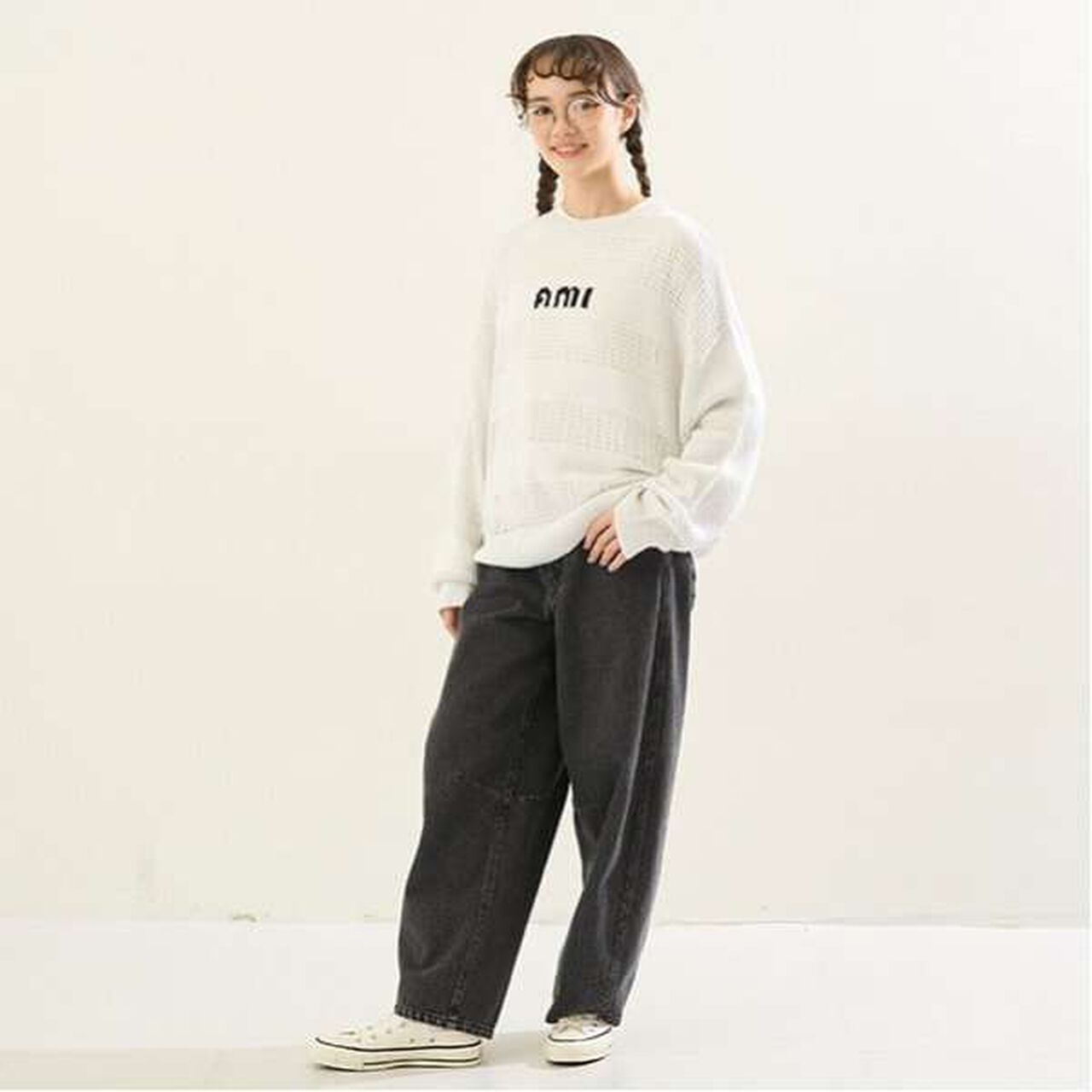 [AMI] Belted Barrel Silhouette Pants,Light blue, large image number 7
