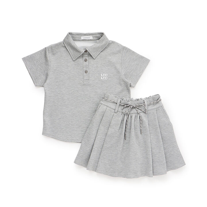 Polo Skirt Outfit Set,Top gray, medium image number 2