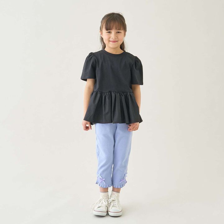 [Tomo Pants] Stain Resistant UV Cool Touch Round-Hem Frill 3/4 Capri Pants for Girls,Salmon pink, medium image number 23