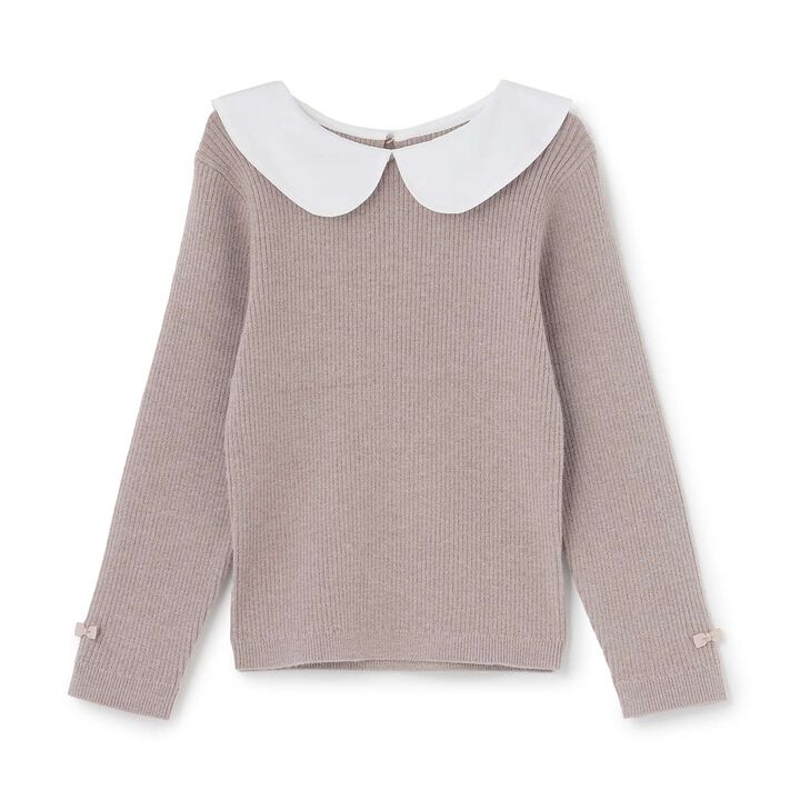 [Machine Washable] Ribbed Knit with Collar,Striped, medium image number 14