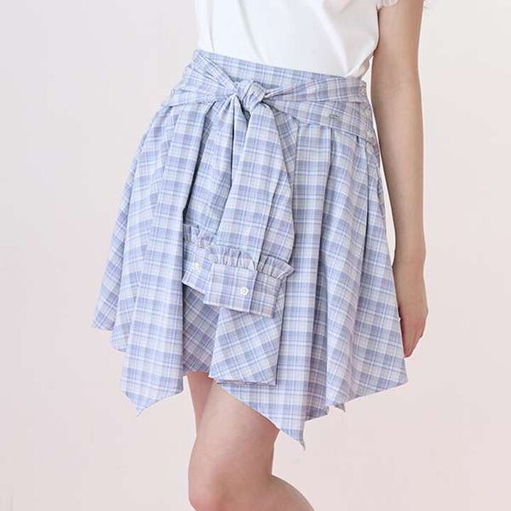 Knot Shirt Style Skirt with Shorts,Light gray, medium image number 0