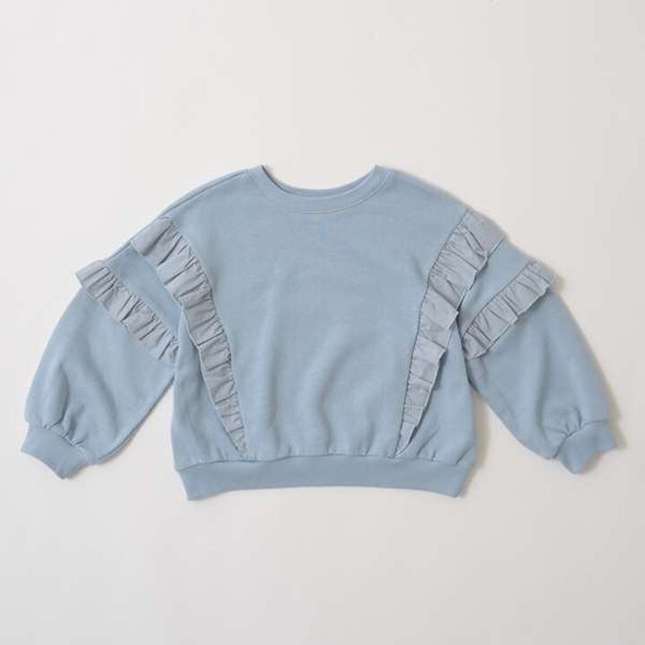 Pilling-Resistant Frill Sweatshirt,Milky white, medium image number 12