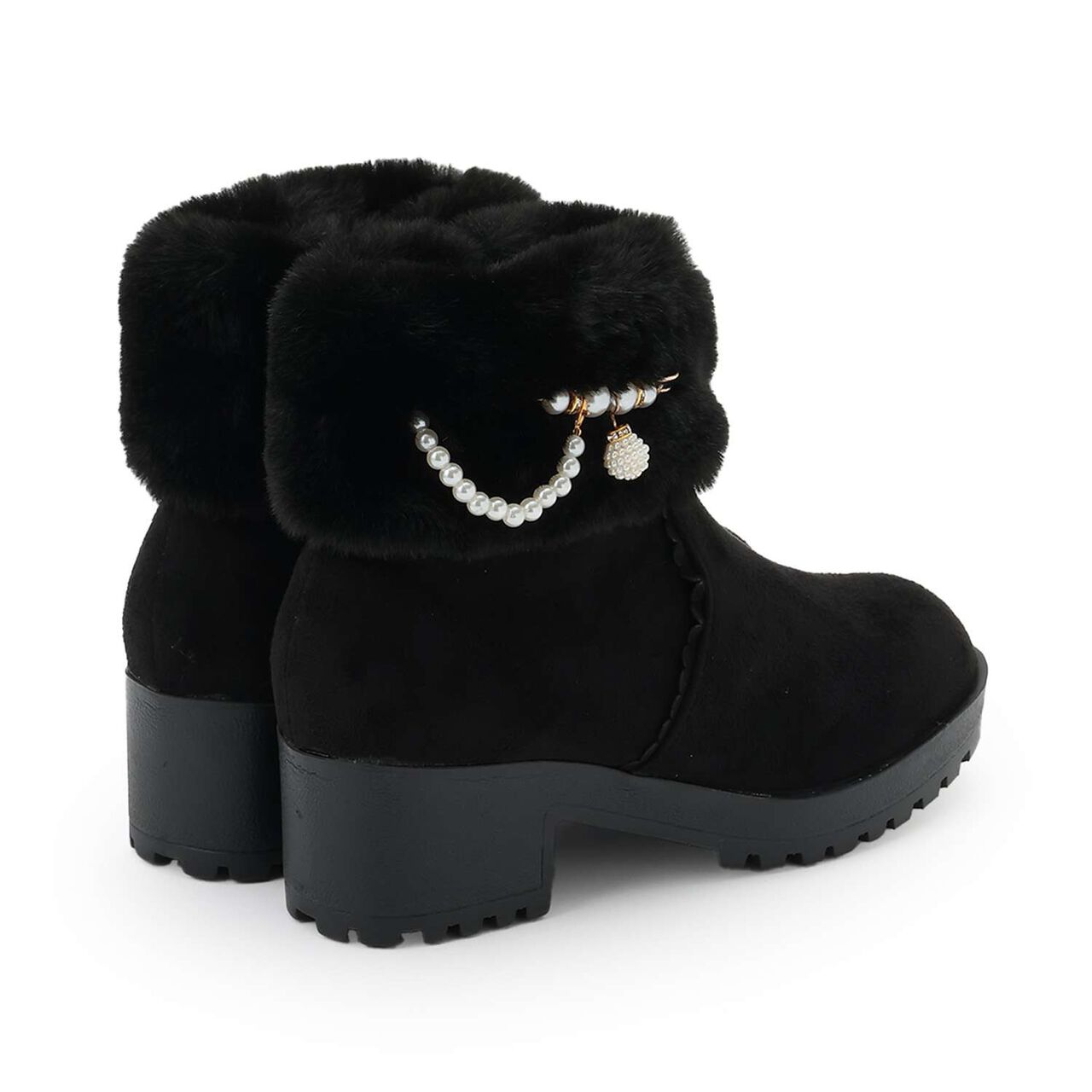 Short Boots with Pearl Accent,Beige, large image number 3