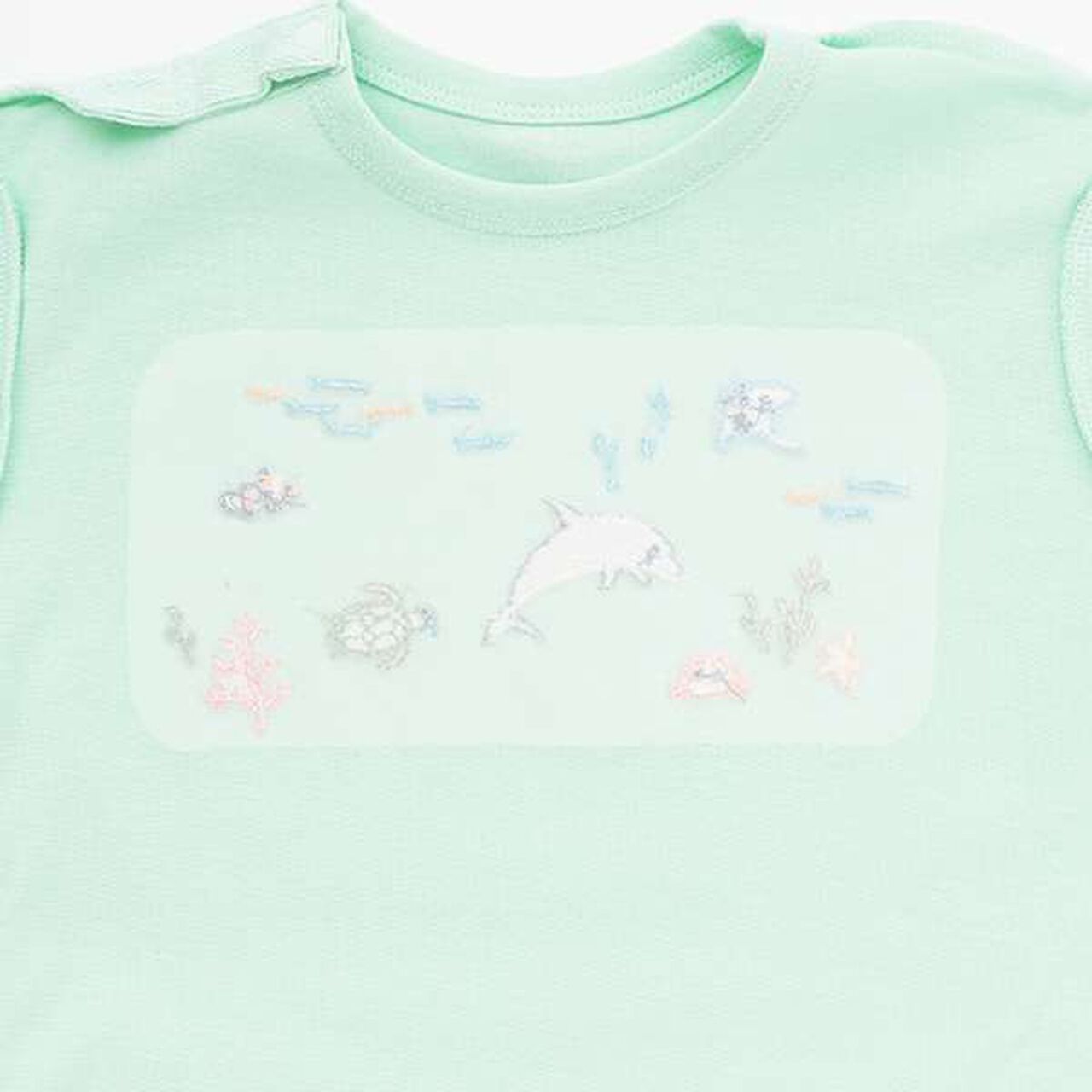 Sea Creature Embroidery Short Sleeve T-Shirt,Emerald green, large image number 5