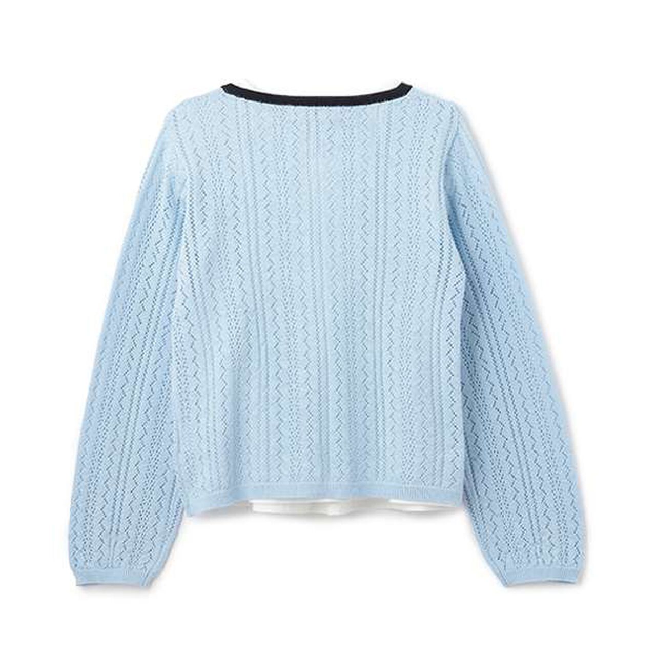 Lace Knit Cardigan + T-Blouse Set,Ivory, large image number 6