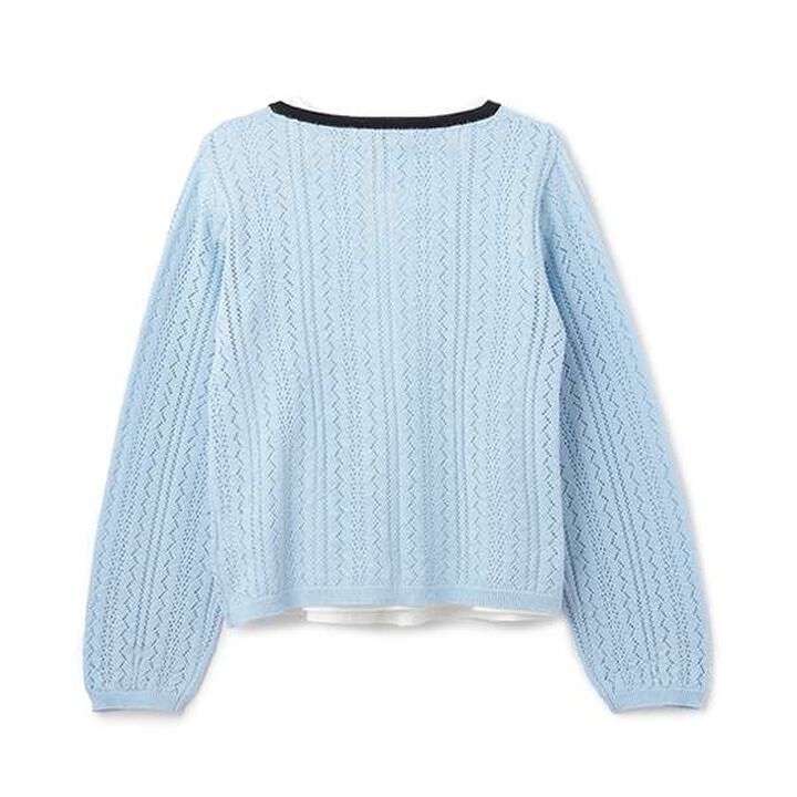 Lace Knit Cardigan + T-Blouse Set,Ivory, medium image number 6