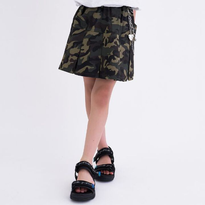 Chain-Accent Pleated Hem Skirt,Black, medium image number 9
