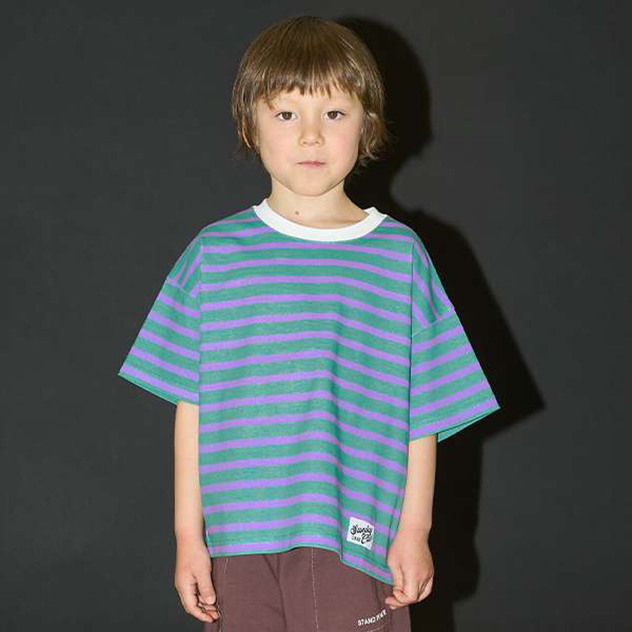 [Kaiteki Tenjiku] Print Stripe Big T-Shirt,Mustard, large image number 24