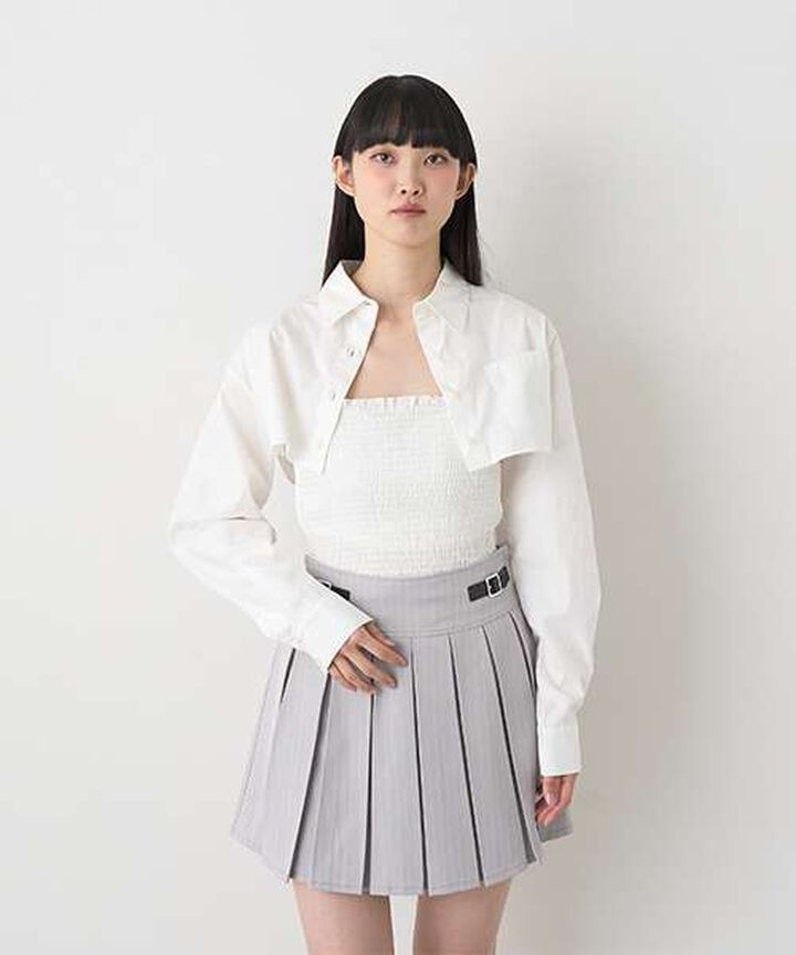 Cropped Shirt and Vest Set,Off white, medium image number 15