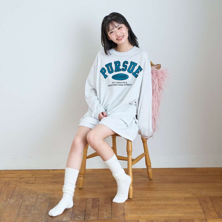 College Logo Mini Lined Long-Sleeve & Half Pants Set,, medium