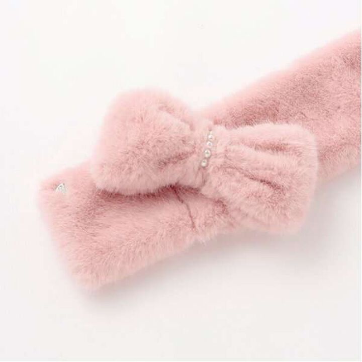 Faux Fur Ribbon Scarf,Ivory, medium image number 4