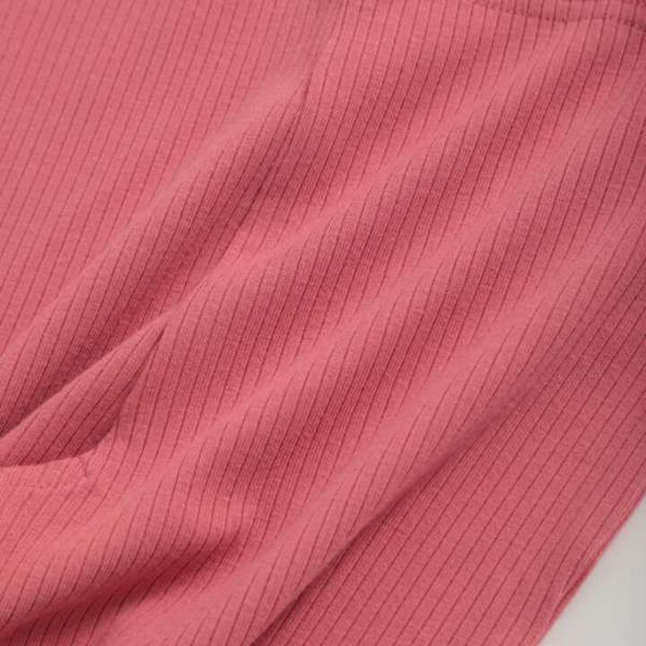 Frilled Hem Rib Pants,Pink, medium image number 7