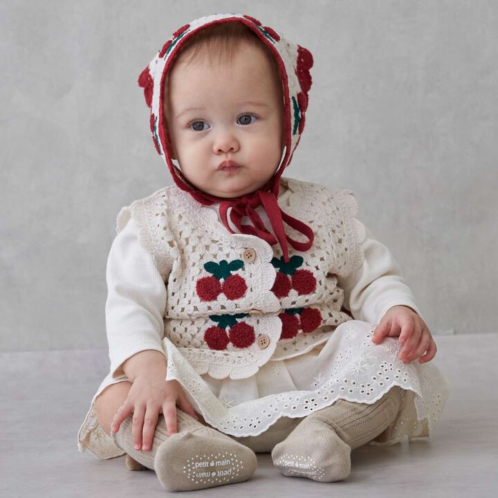 Black Crochet Scarf,Red, medium image number 2