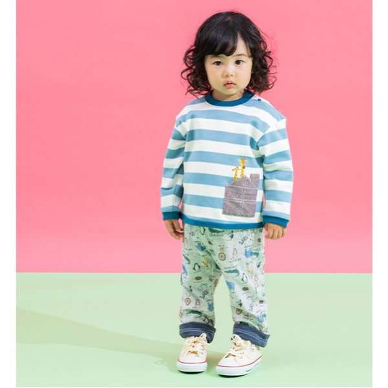 Animal Stripe Pattern Sweatshirt with Pocket,Light blue, large image number 4