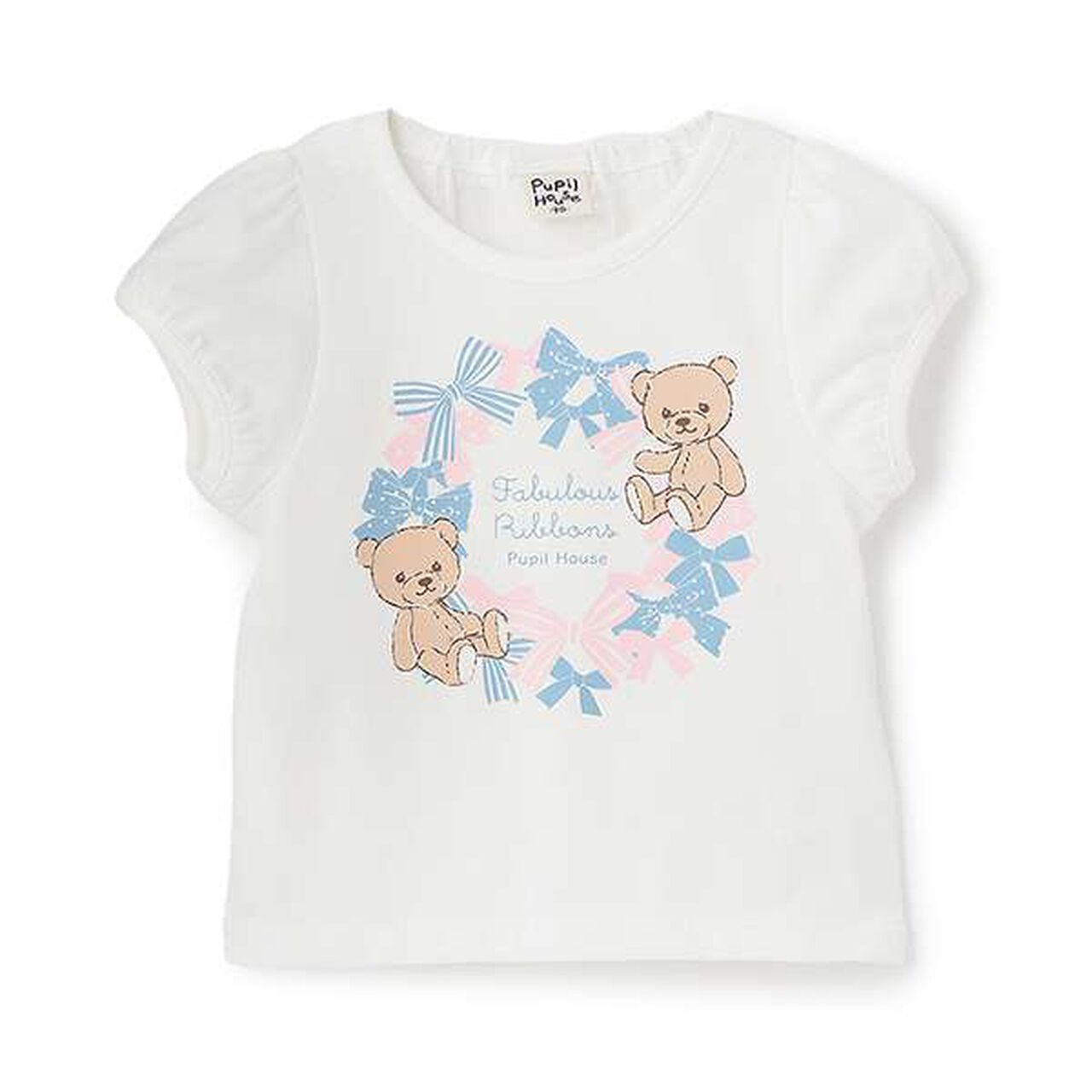 Value Half T-Shirt Plush Bear & Ribbon,Off white, large image number 0