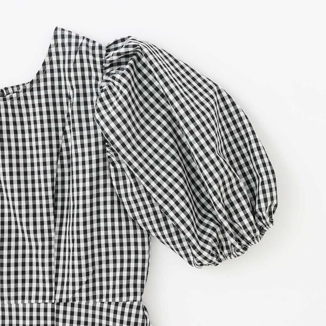 [Parent-Child Matching] Puff Sleeve Peplum One-Piece Dress,Black, large image number 3