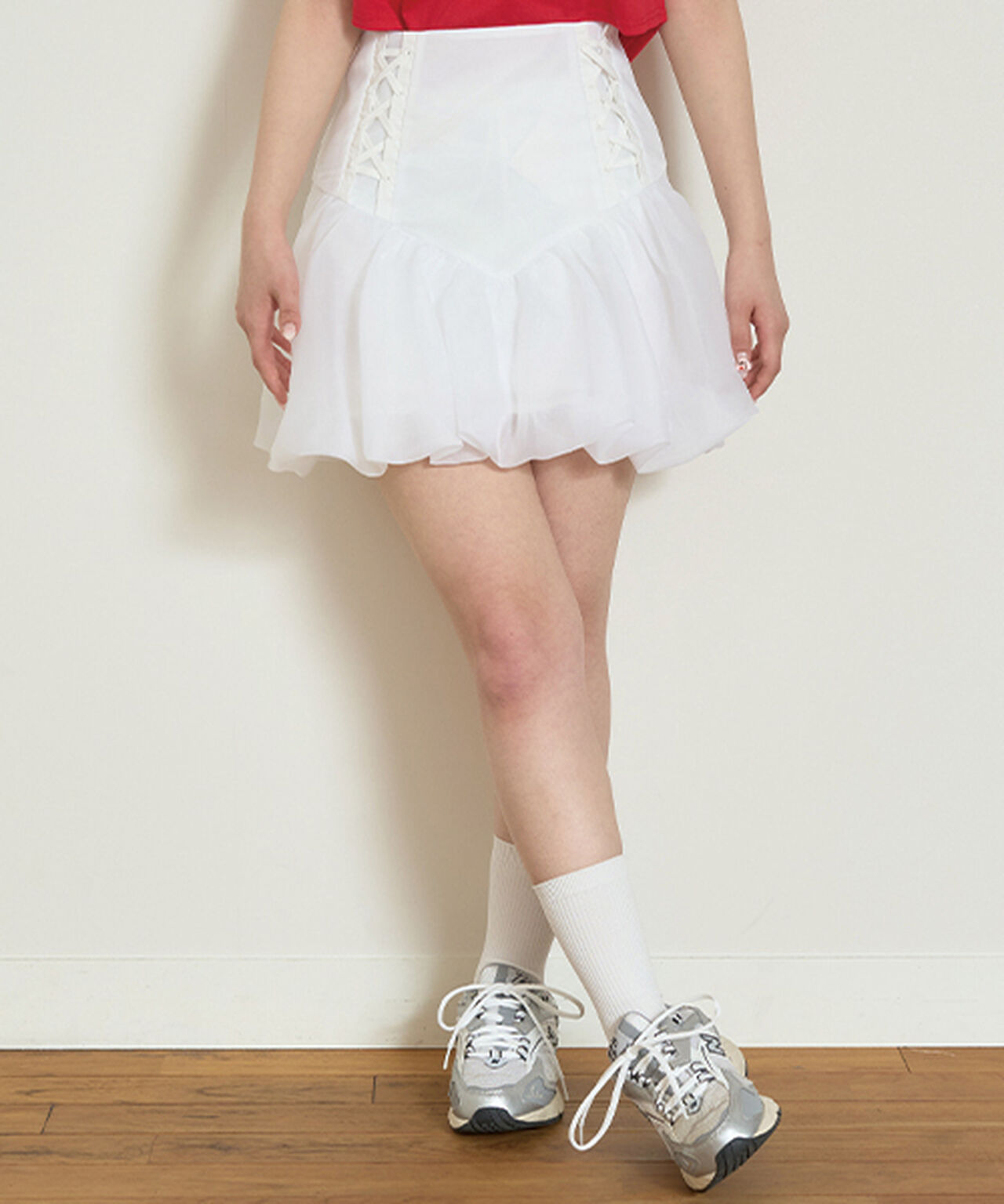 Sheer Balloon Skirt,Off white, large image number 0