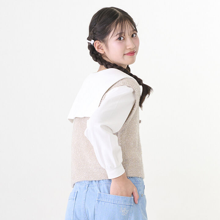 Shaggy Vest & Sailor Long-Sleeve T-Shirt Set,Sax blue, medium image number 1