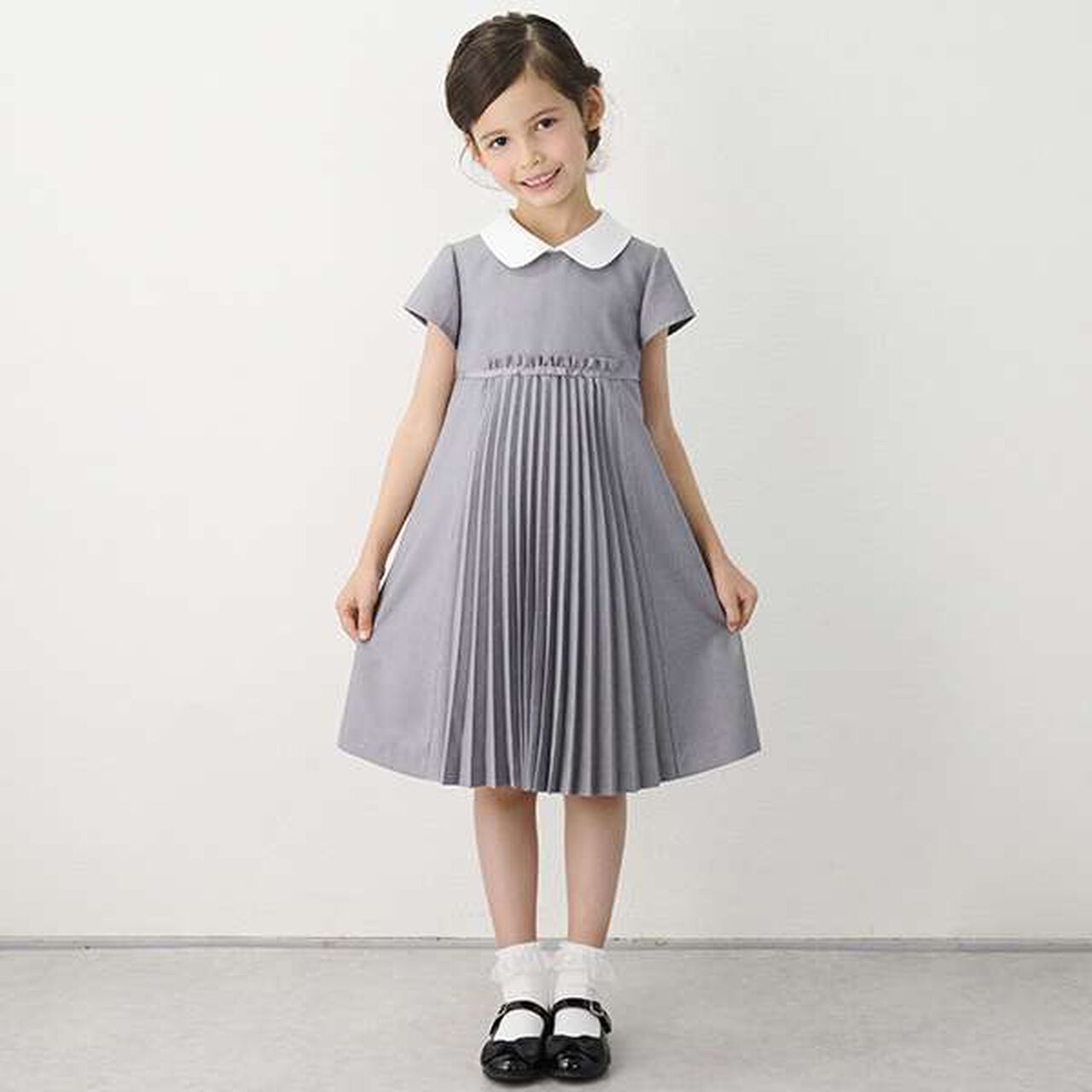 Pleated Dress & Piping Jacket Set,Navy, large image number 8