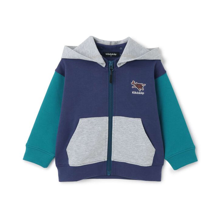 Insect Embroidered Long-Sleeve Zip-Up Parka,Navy, medium image number 7