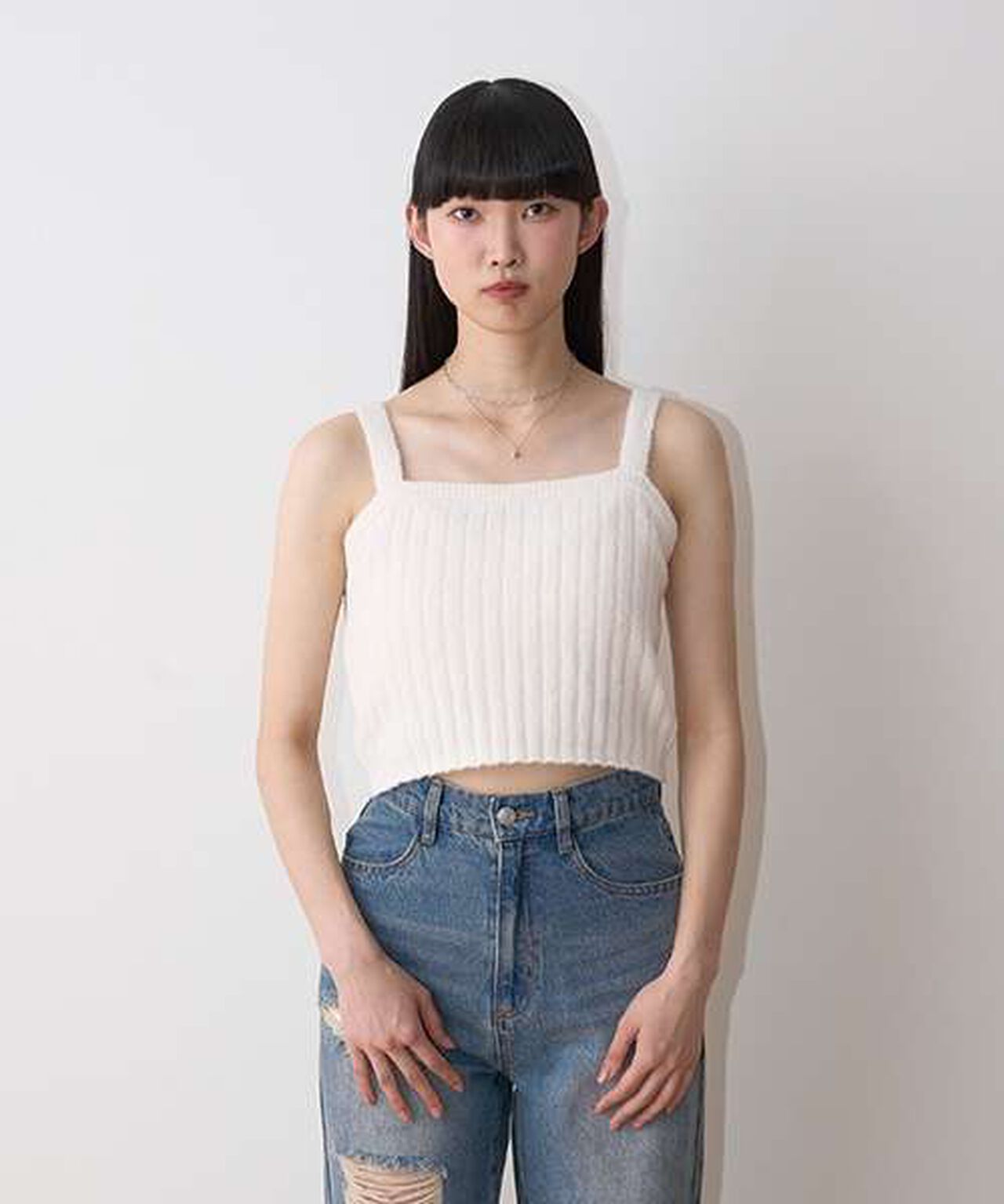 Ribbed Cardigan and Camisole Set,Ivory, large image number 10