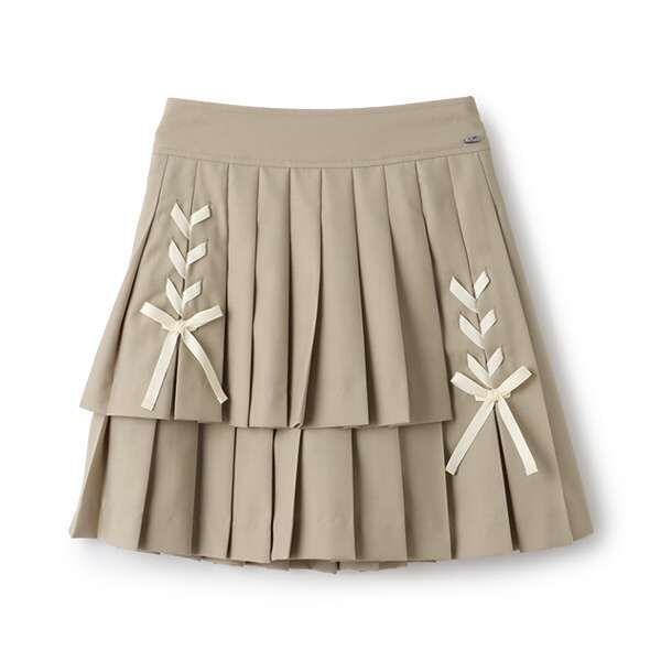 Lace-Up Ribbon Double Layer Pleated Skirt-Pants | Narumiya