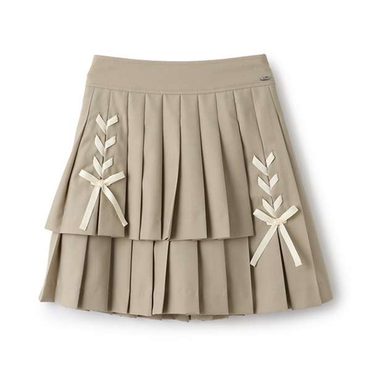 Lace-Up Ribbon Double Layer Pleated Skirt-Pants,Gray, large image number 20