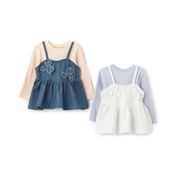 [Link] Floral Bustier Long Sleeve T-Shirt Set (Kids Size),Ivory, medium image number 4