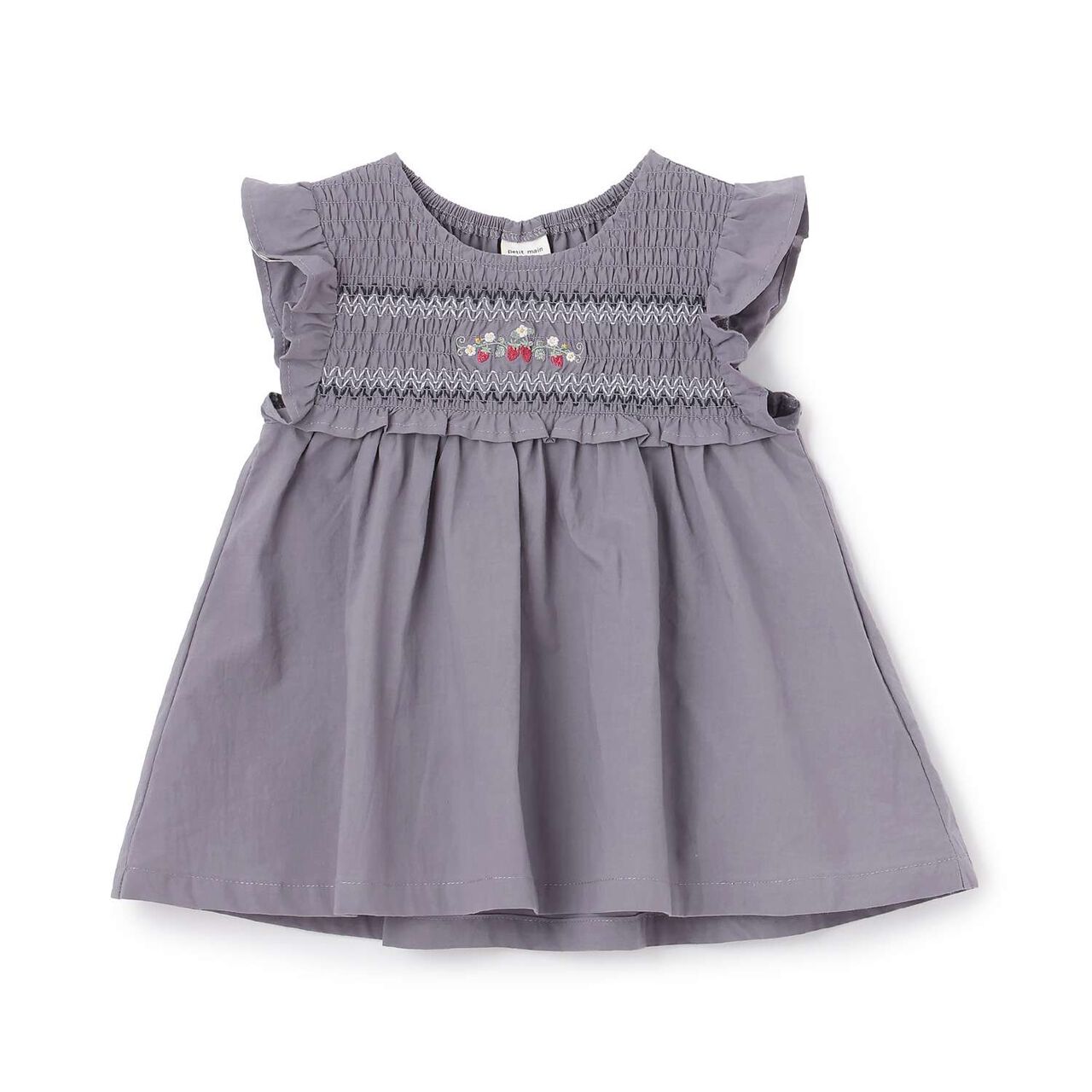 Link Strawberry Embroidery Shirred Tunic,Blue gray, large image number 8