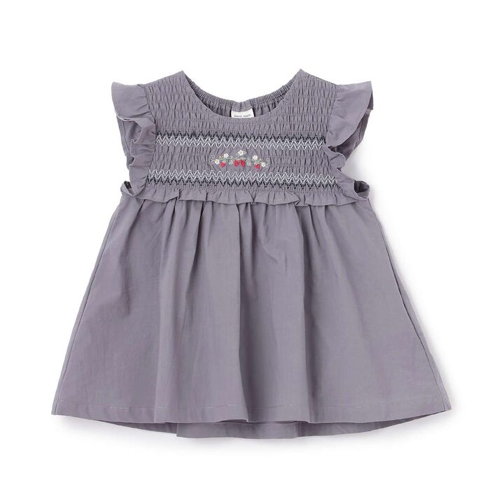 Link Strawberry Embroidery Shirred Tunic,Blue gray, medium image number 8