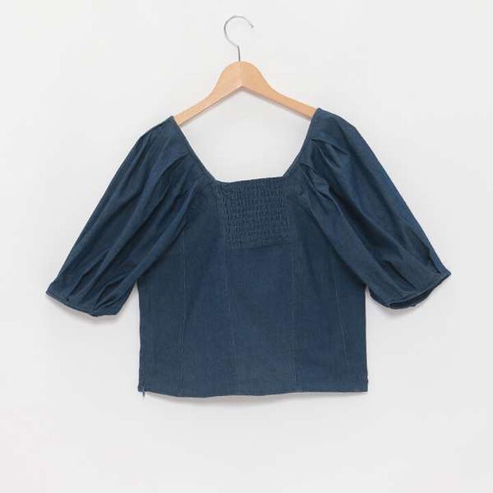[LADIES] Balloon Sleeve Denim Tunic,Off white, medium image number 1