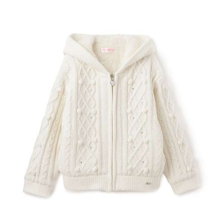 Mole Knit Lined Boa Zip Parka,Light blue, medium image number 11