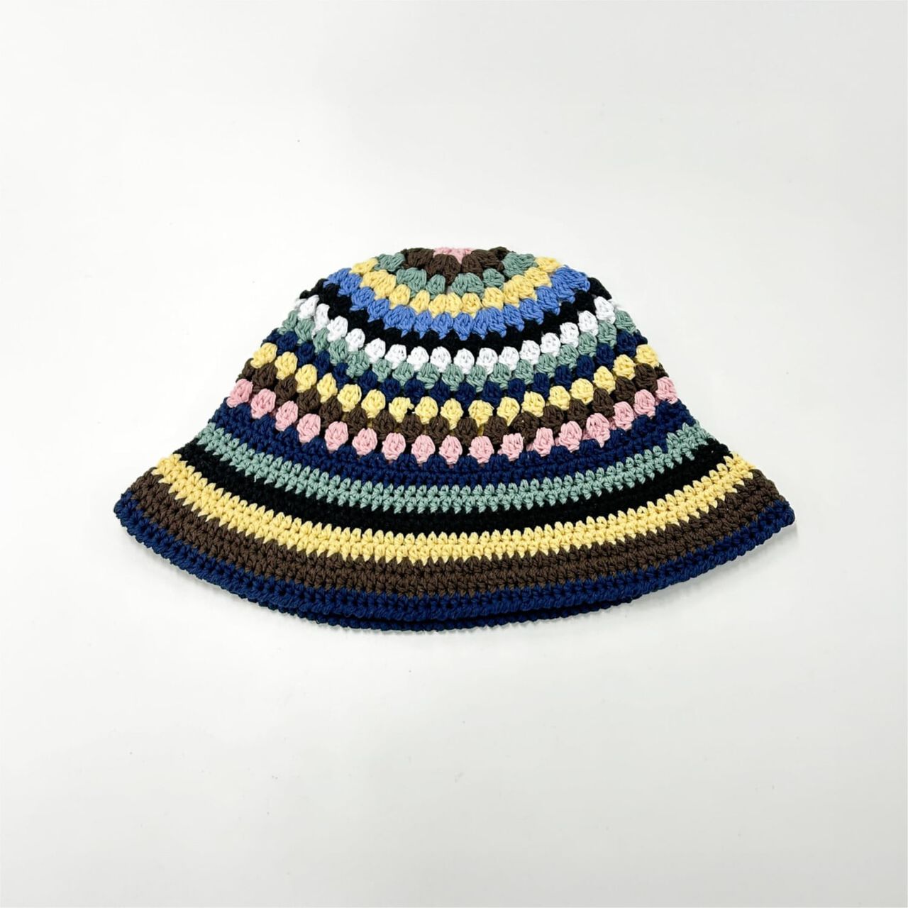 Black Crochet Knit Bucket Hat,Multi color, large image number 4