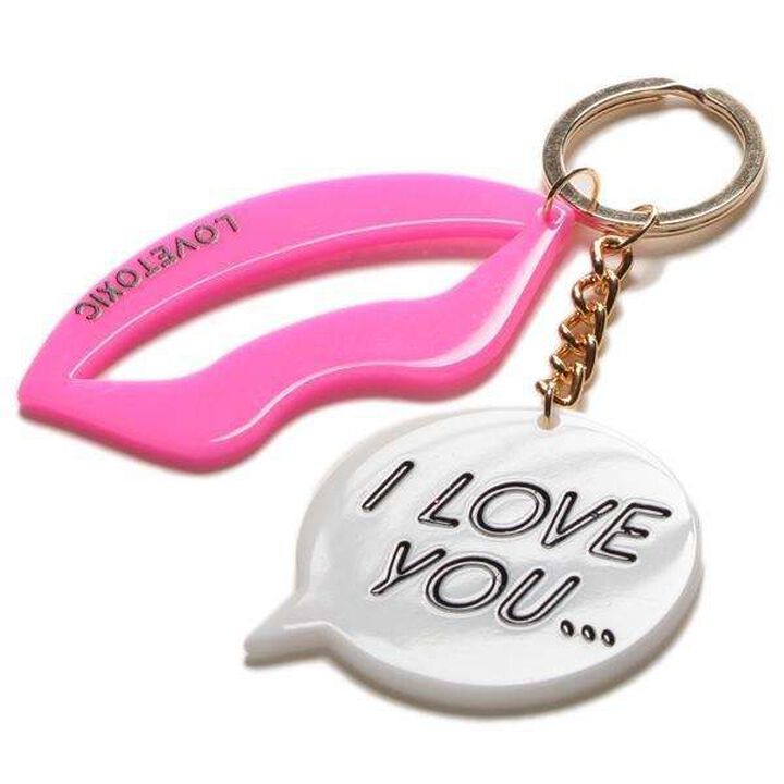 Speech Bubble Lip Keychain,Pink, medium image number 1