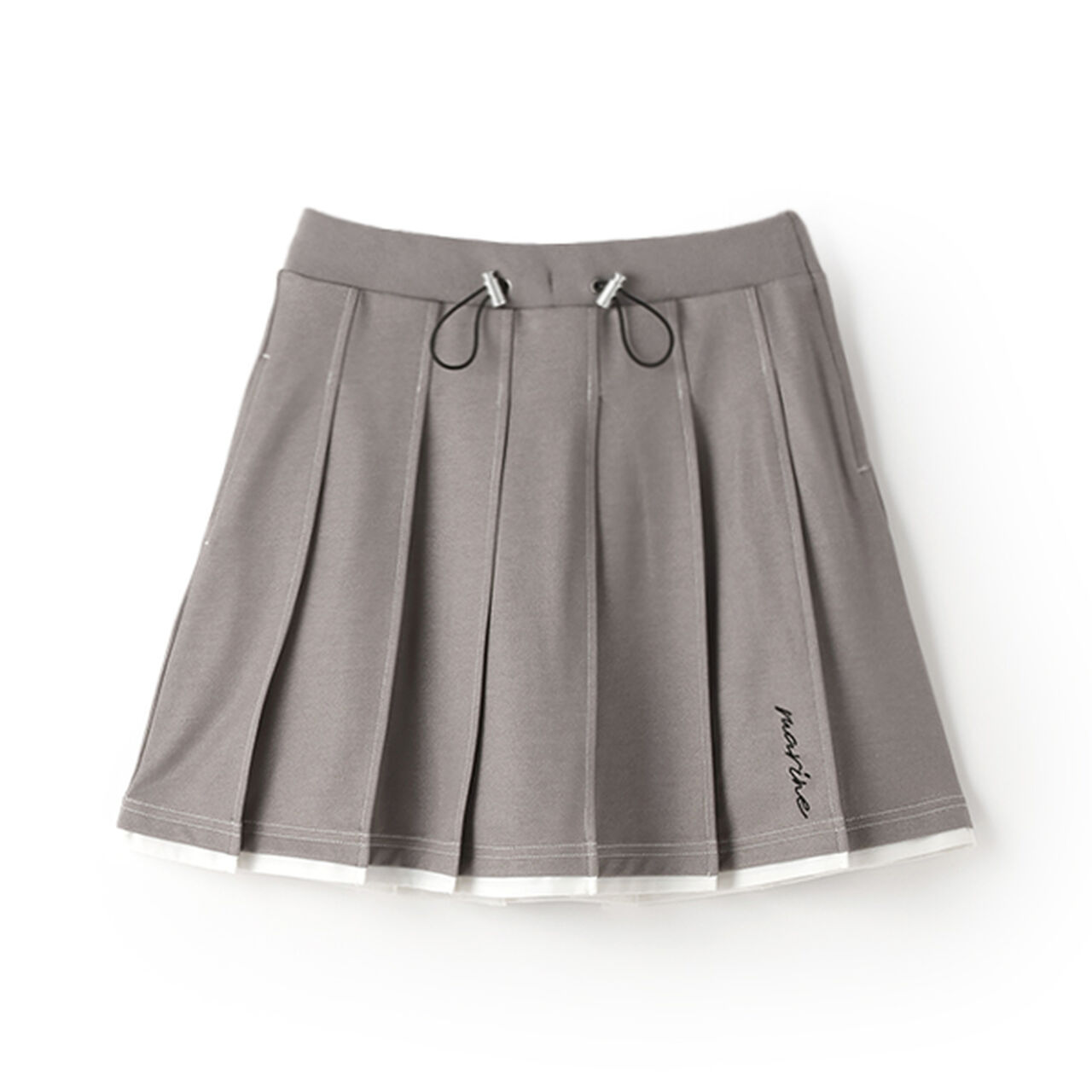 Cut Denim Pleated Skirt-Pants,Navy, large image number 12