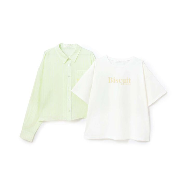 [130cm Available] Sheer Shirt & Inner T-Shirt Set,Black, medium image number 2