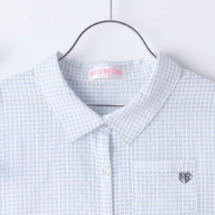 Sheer Gingham Shirt & Cut One-Piece Dress Set,Lavender, medium image number 9