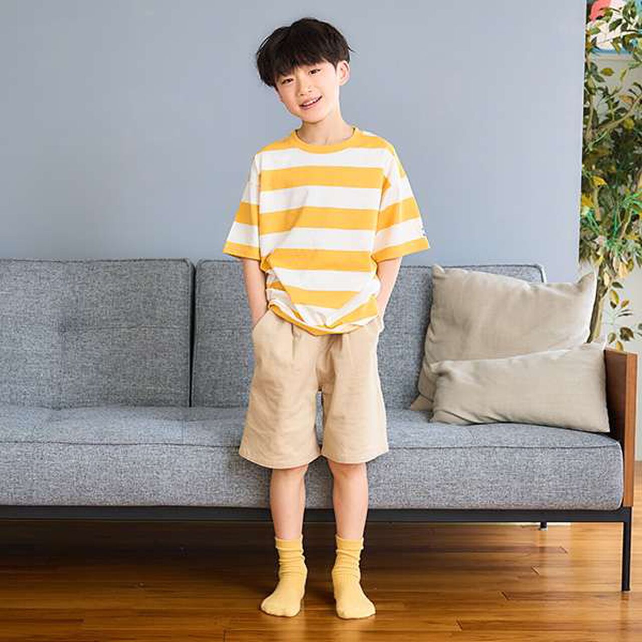 [100% Cotton 365D.] Assorted Stripe Wide Half T-Shirt,Emerald green, large image number 10