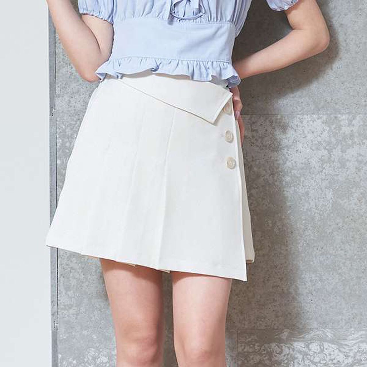 [DHOLIC] Wrap Pleated Skirt-Pants,Gray, large image number 5