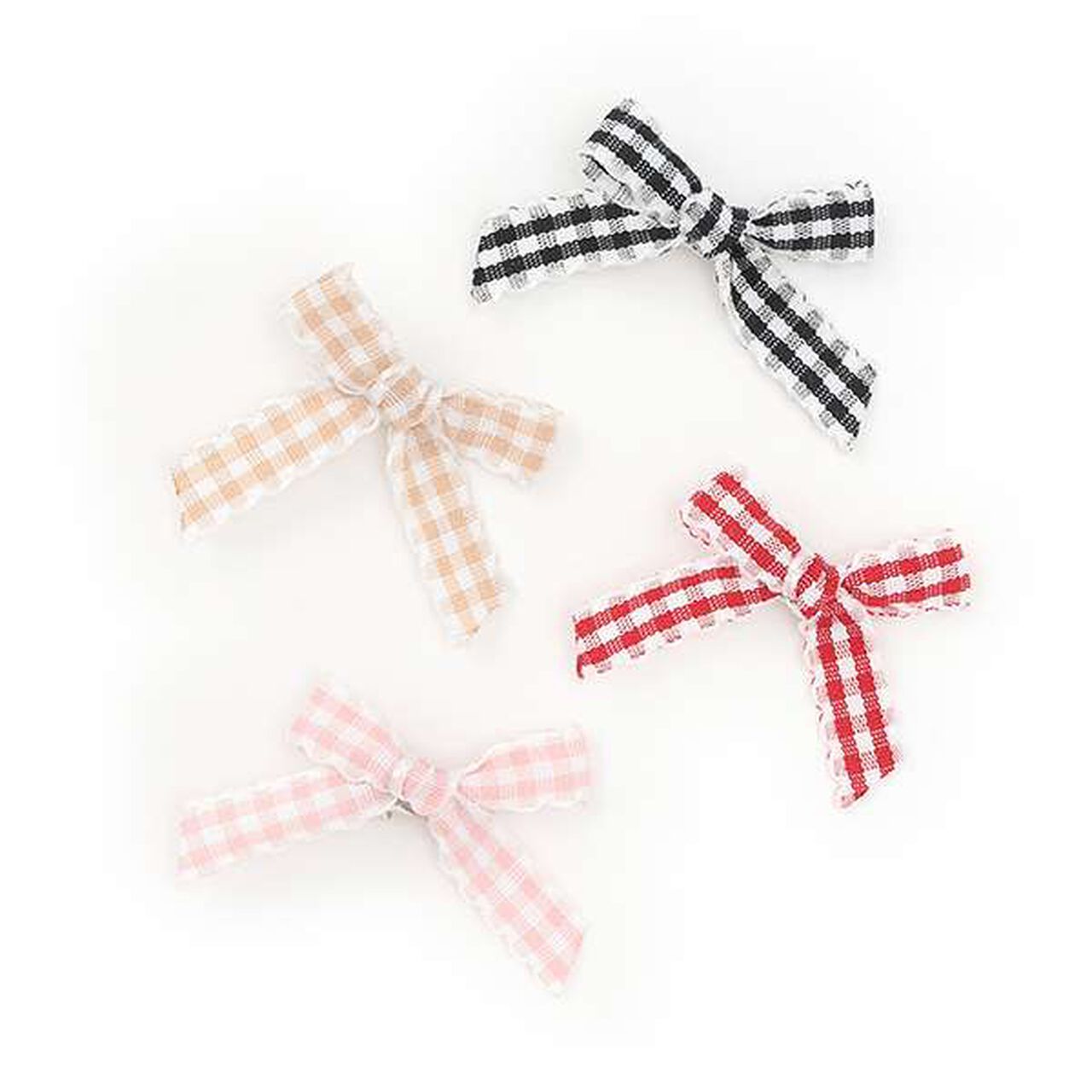 Check Ribbon Mini Hair Clips 6P Set,Black, large image number 8