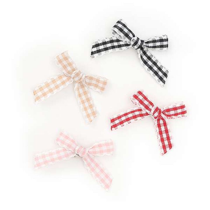 Check Ribbon Mini Hair Clips 6P Set,Black, medium image number 8