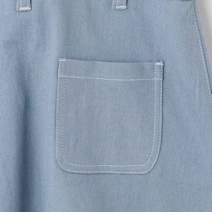 Gradient Denim Logo Tape Overall Skirt,Mint, medium image number 7