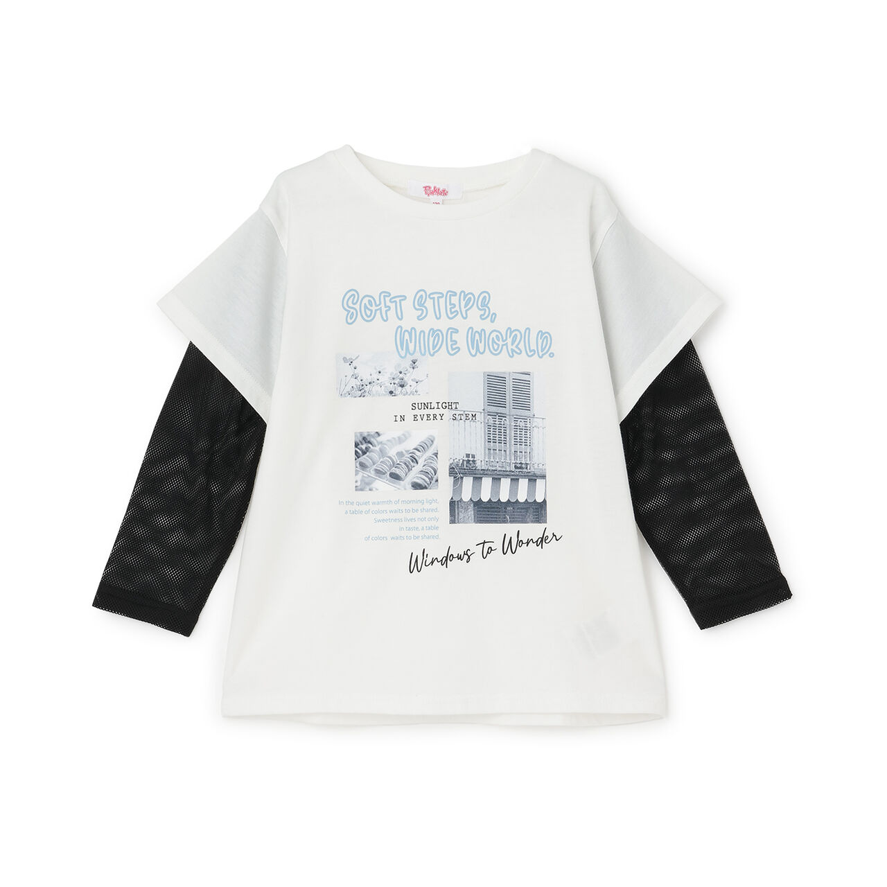 Mesh Sleeve Combination Big T-Shirt,Off white, large image number 9