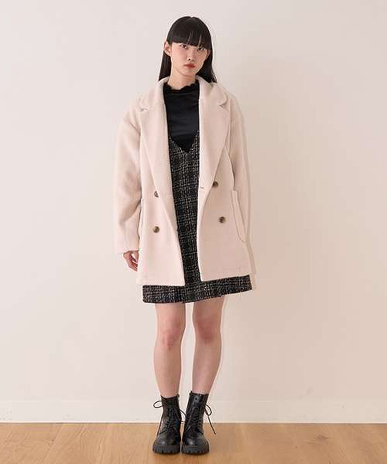 Tweed Jumper Skirt,Off white, large image number 15