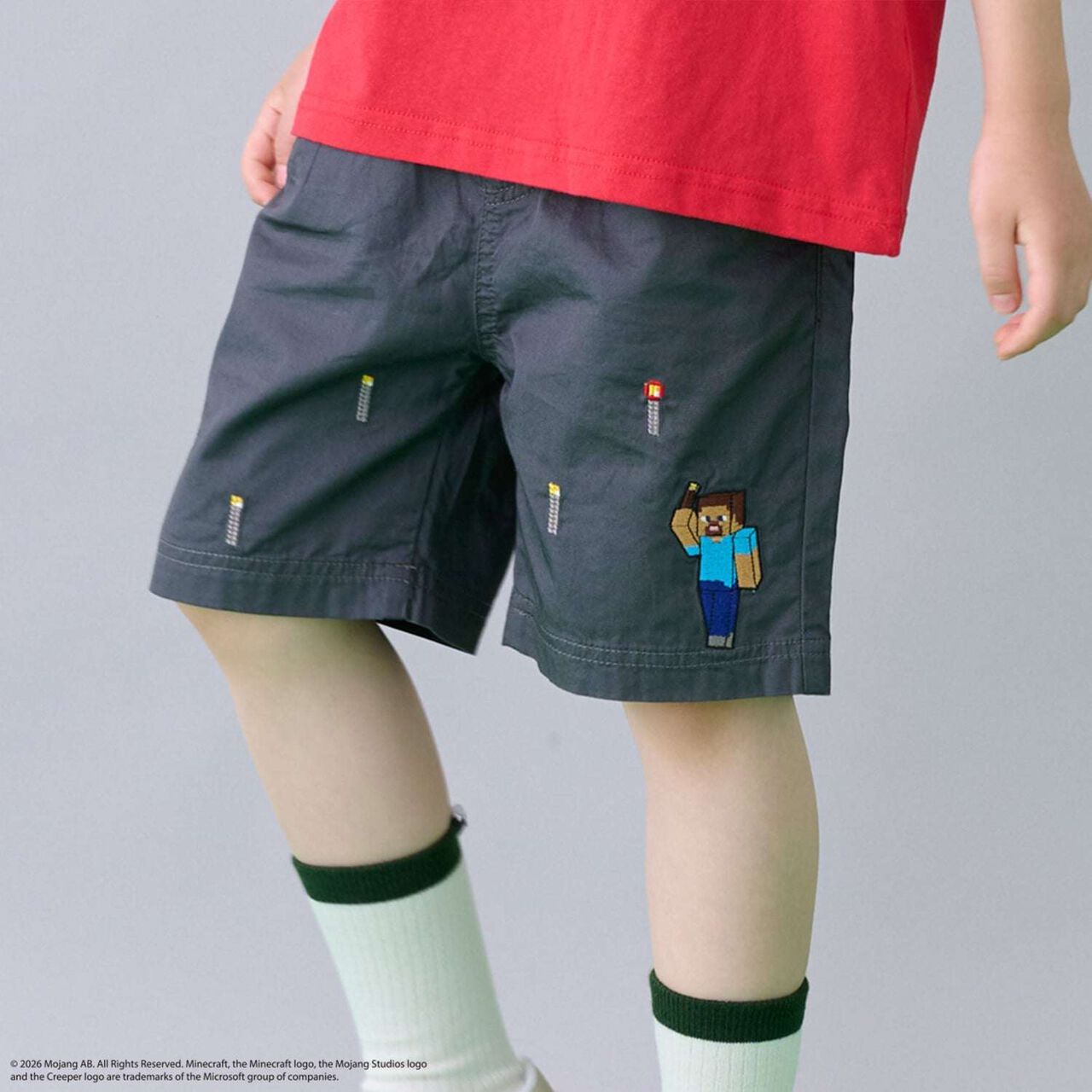 [MINECRAFT] Embroidered Half Pants,Beige, large image number 2